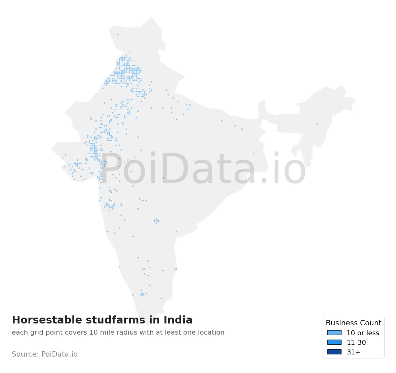 Horsestable studfarm density map for India