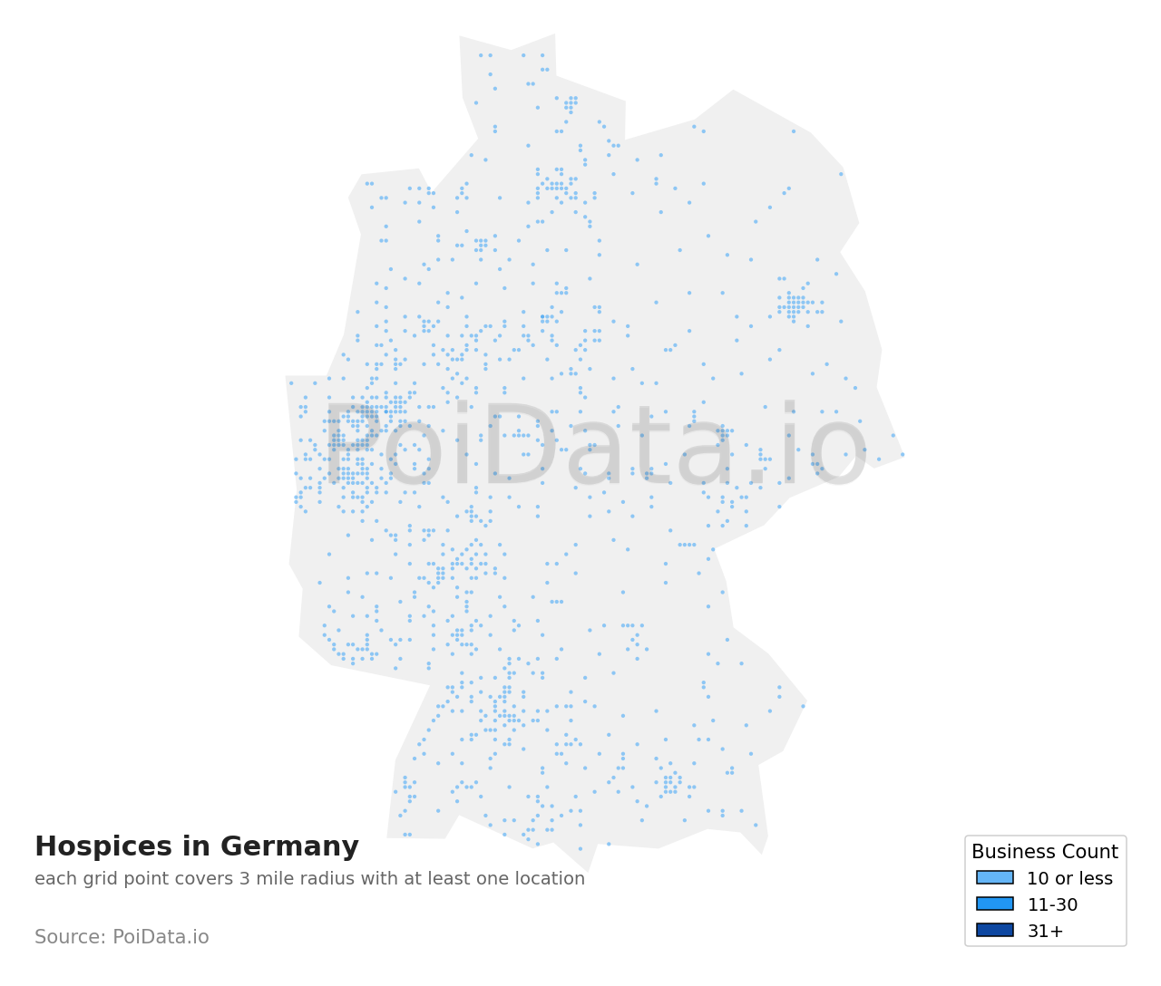Hospice density map for Germany