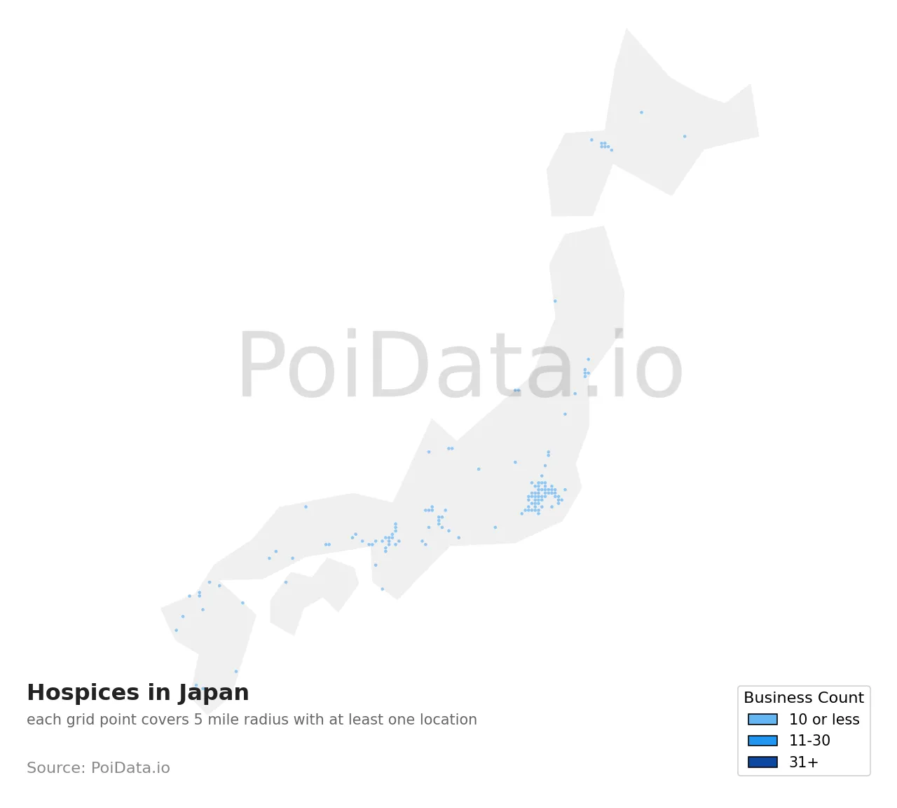Hospice density map for Japan