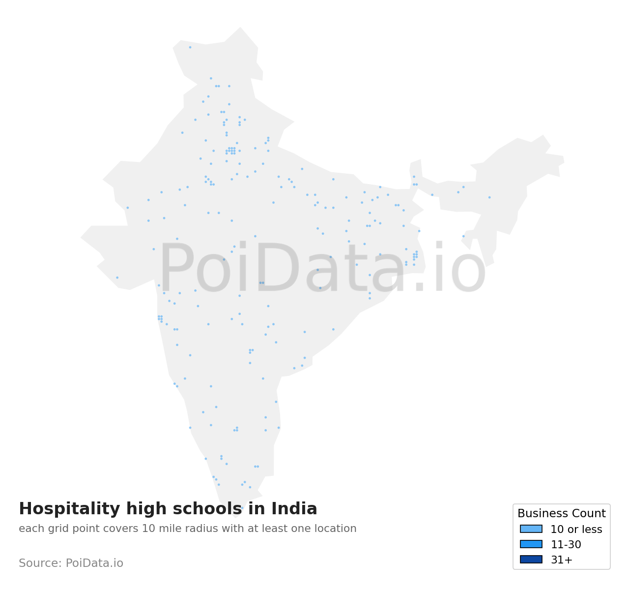 Hospitality high school density map for India