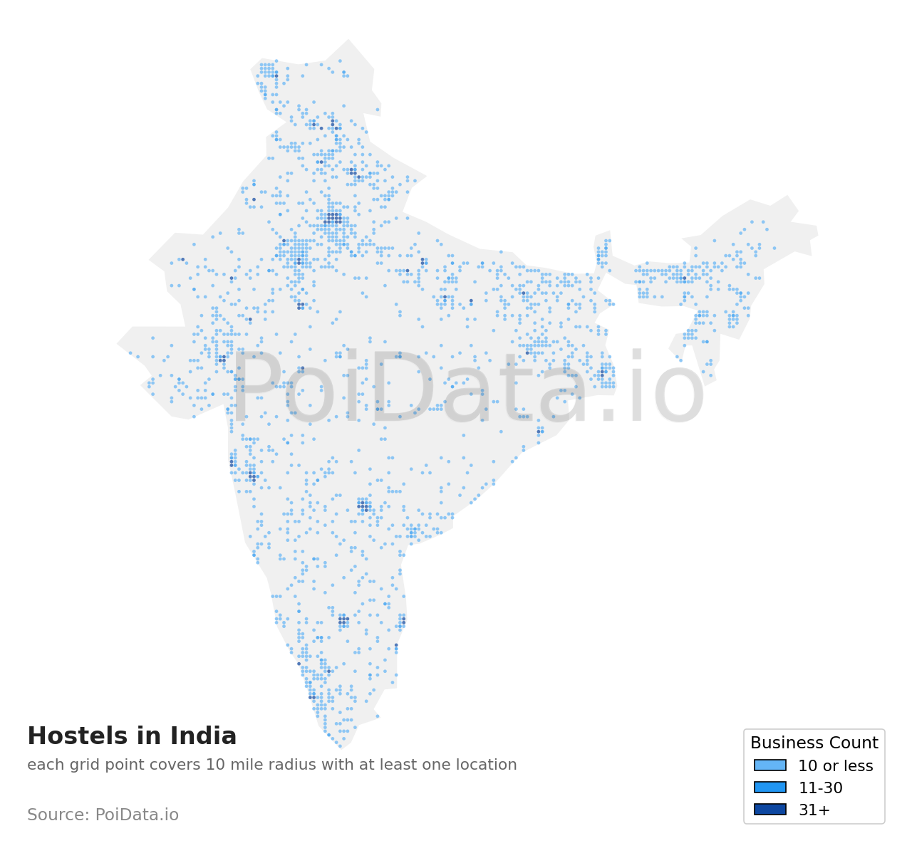 Hostel density map for India