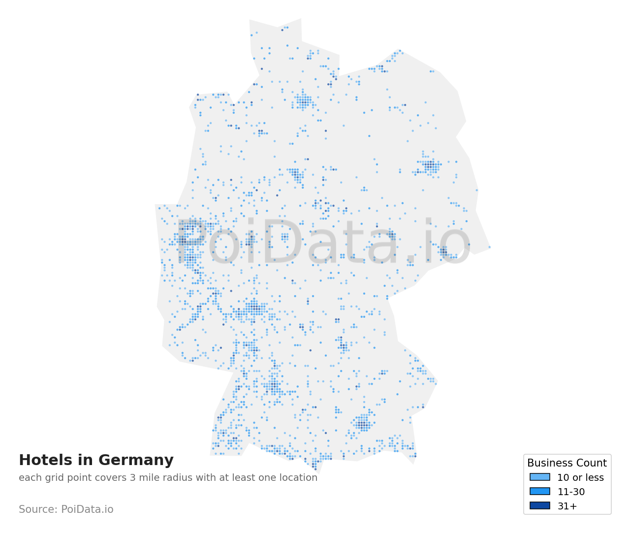 Hotel density map for Germany