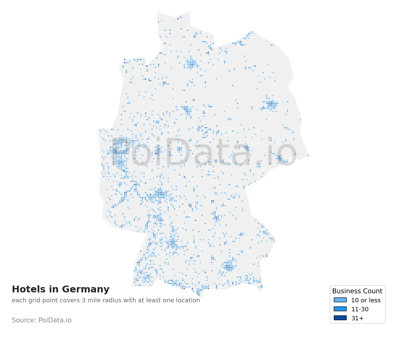 Hotel density map for Germany