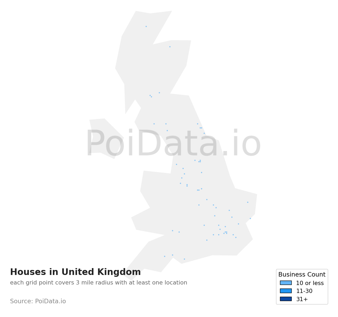 House density map for United Kingdom