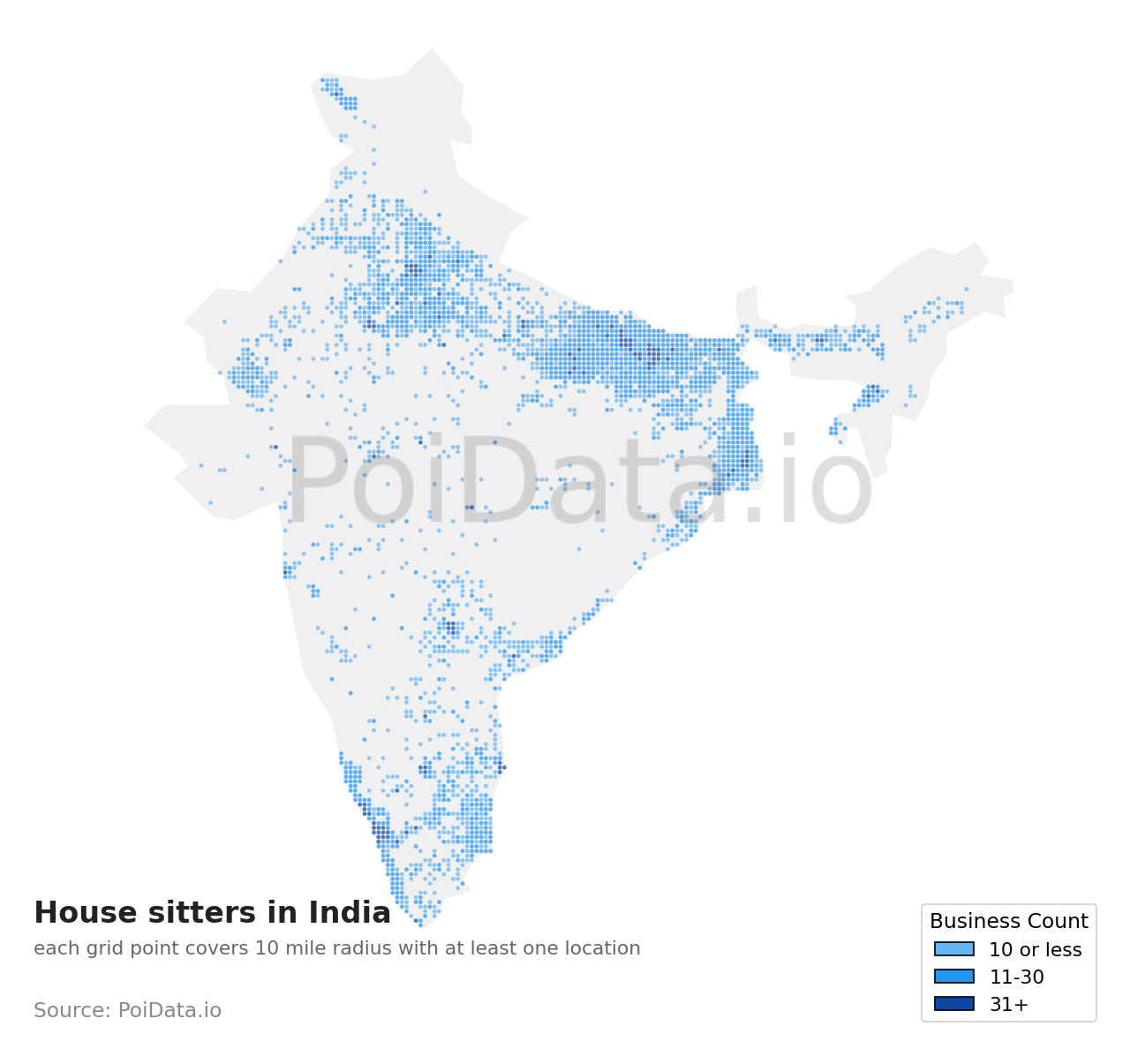 House sitter density map for India