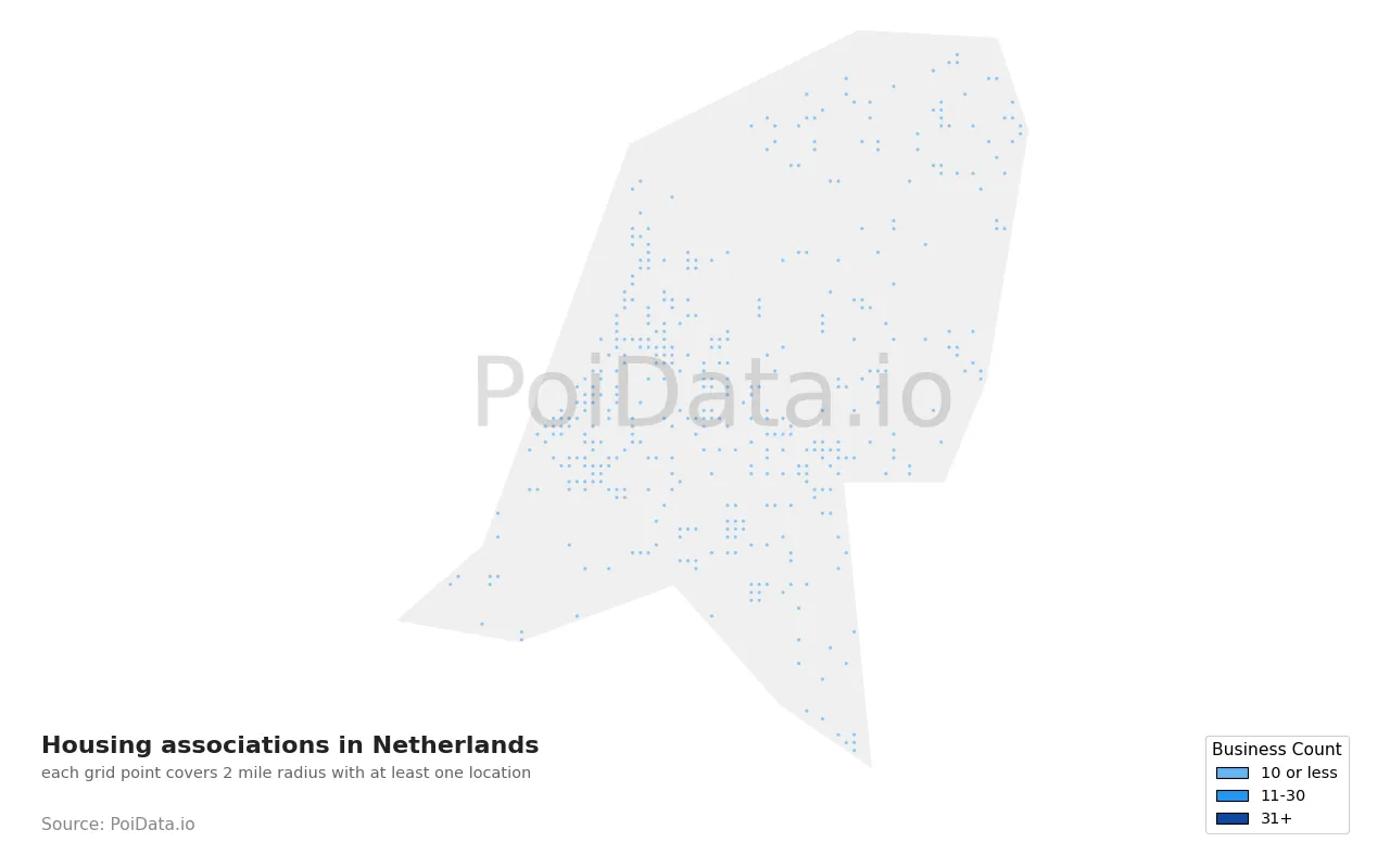 Housing association density map for Netherlands