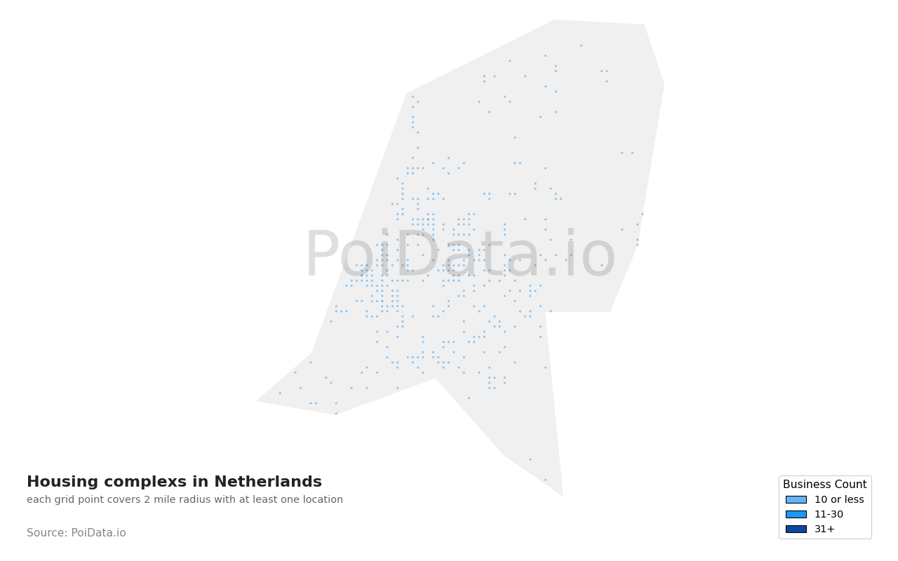 Housing complex density map for Netherlands