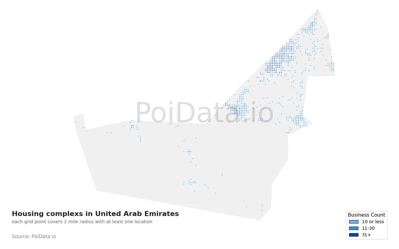 Housing complex density map for United Arab Emirates