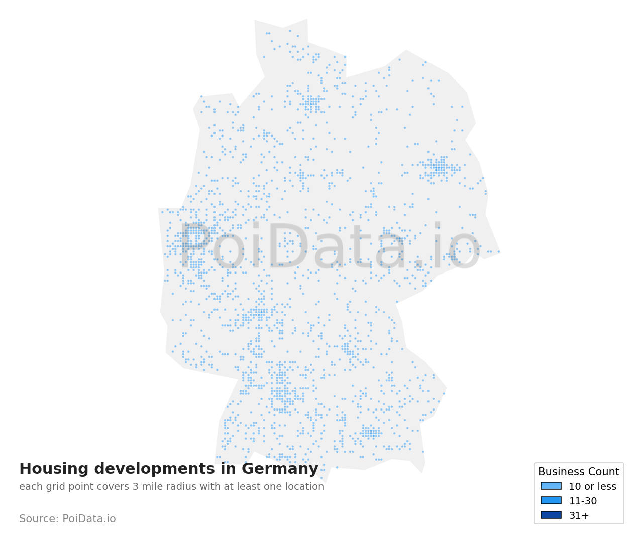 Housing development density map for Germany
