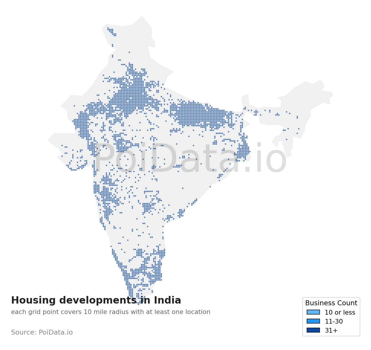 Housing development density map for India