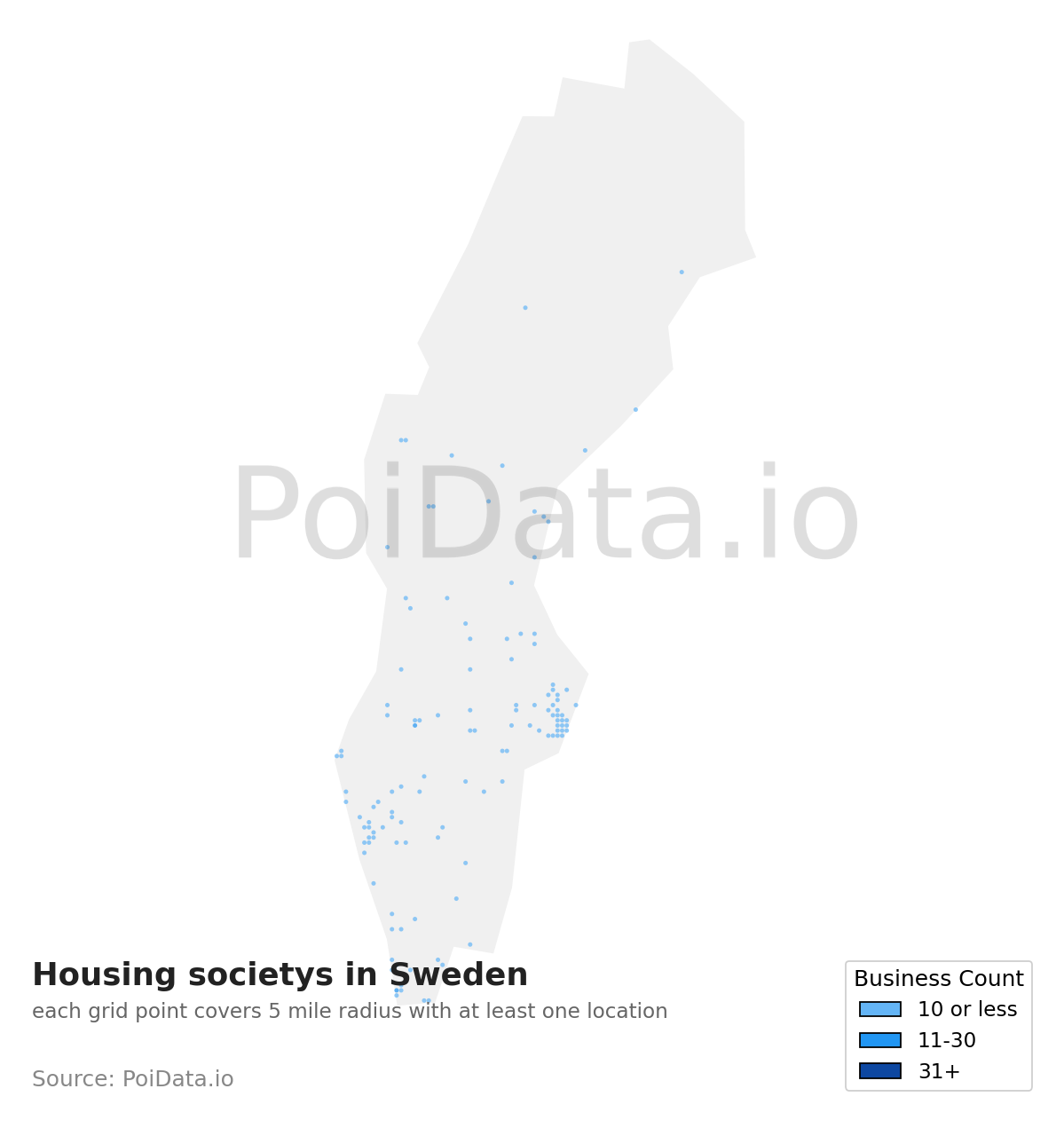 Housing society density map for Sweden