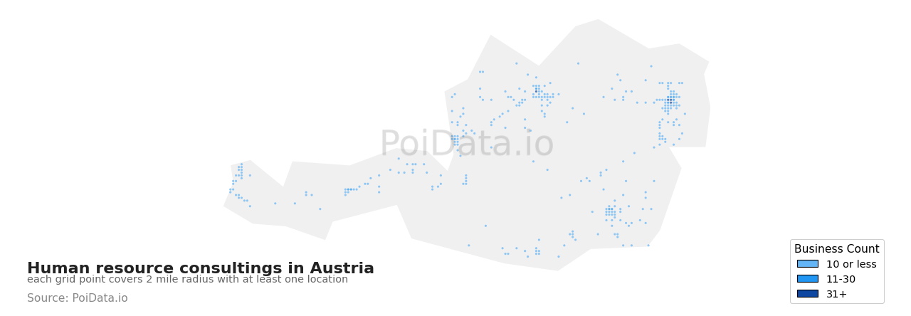 Human resource consulting density map for Austria