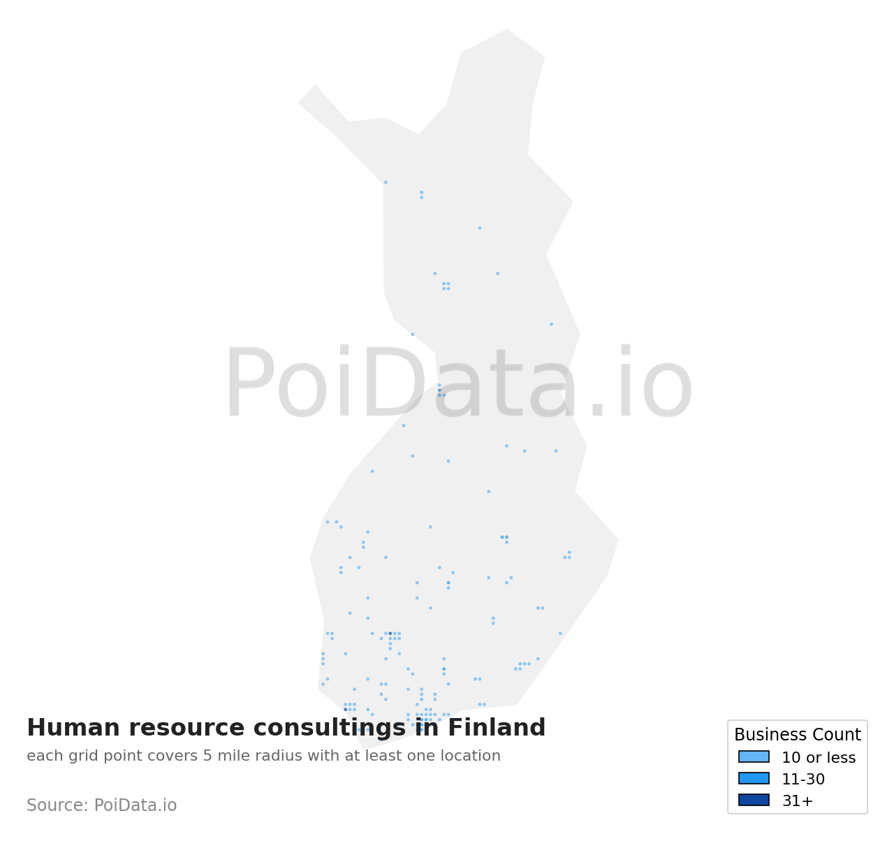 Human resource consulting density map for Finland