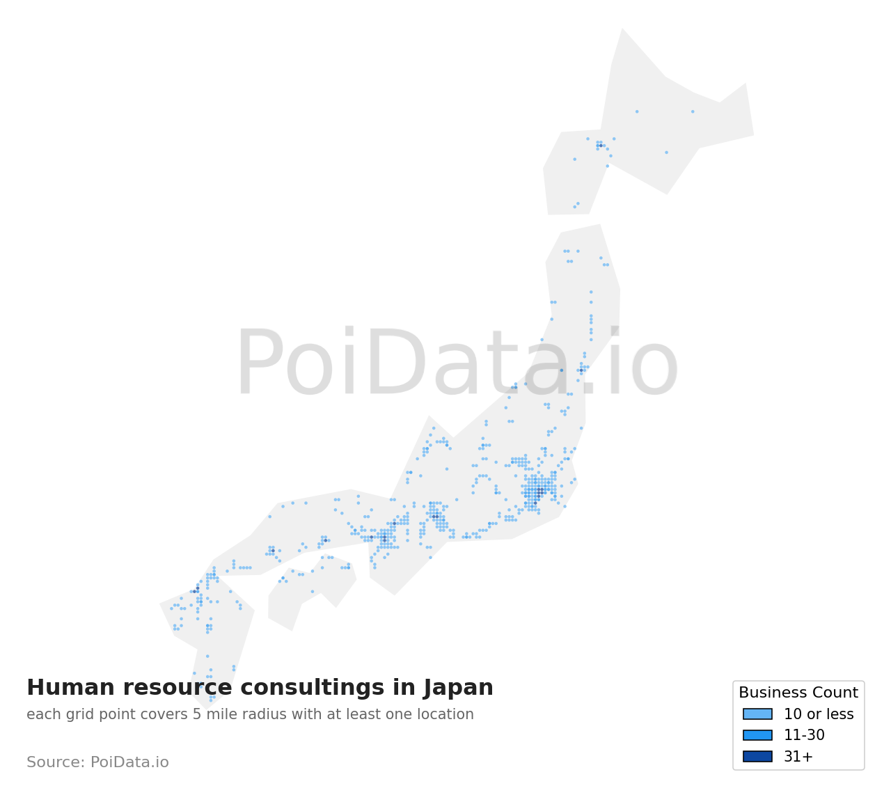 Human resource consulting density map for Japan