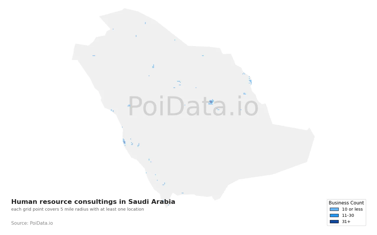 Human resource consulting density map for Saudi Arabia