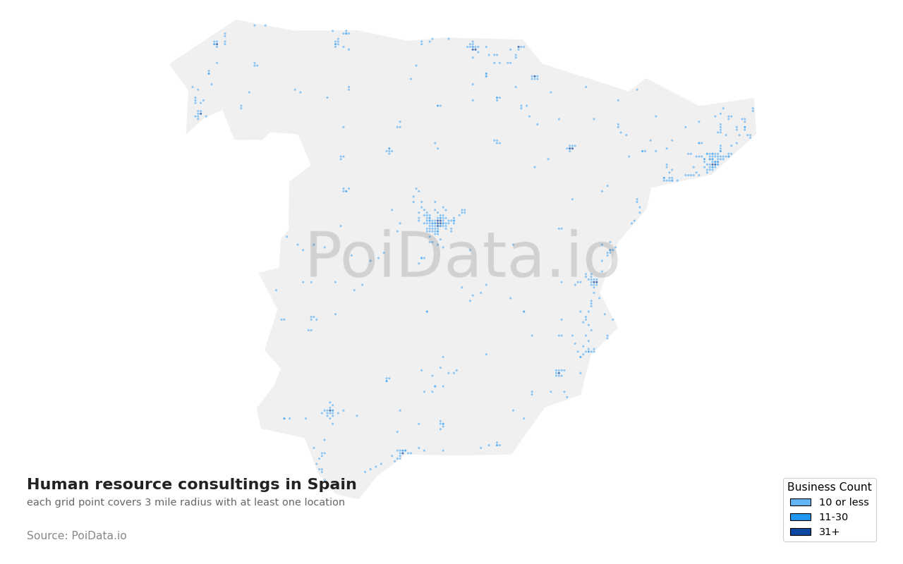 Human resource consulting density map for Spain