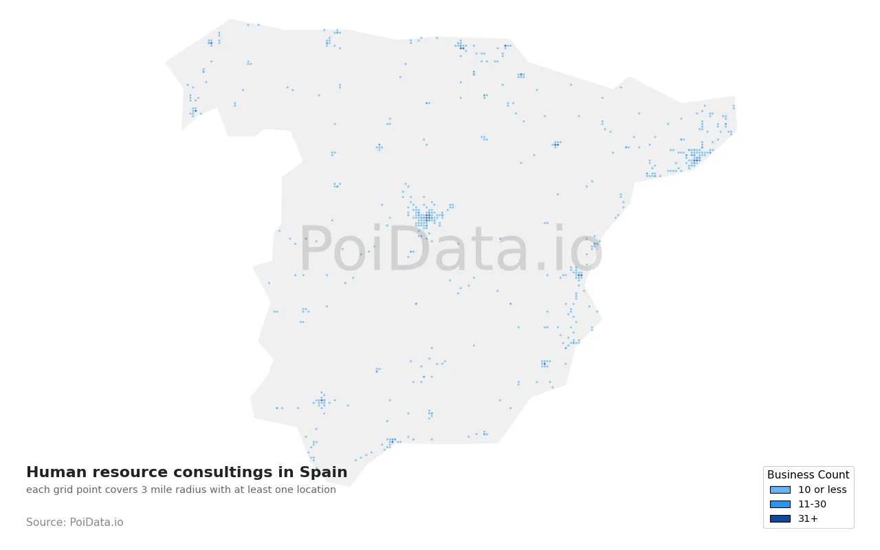 Human resource consulting density map for Spain
