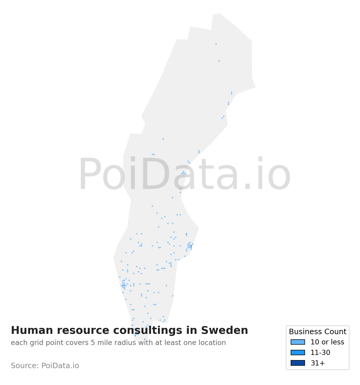 Human resource consulting density map for Sweden