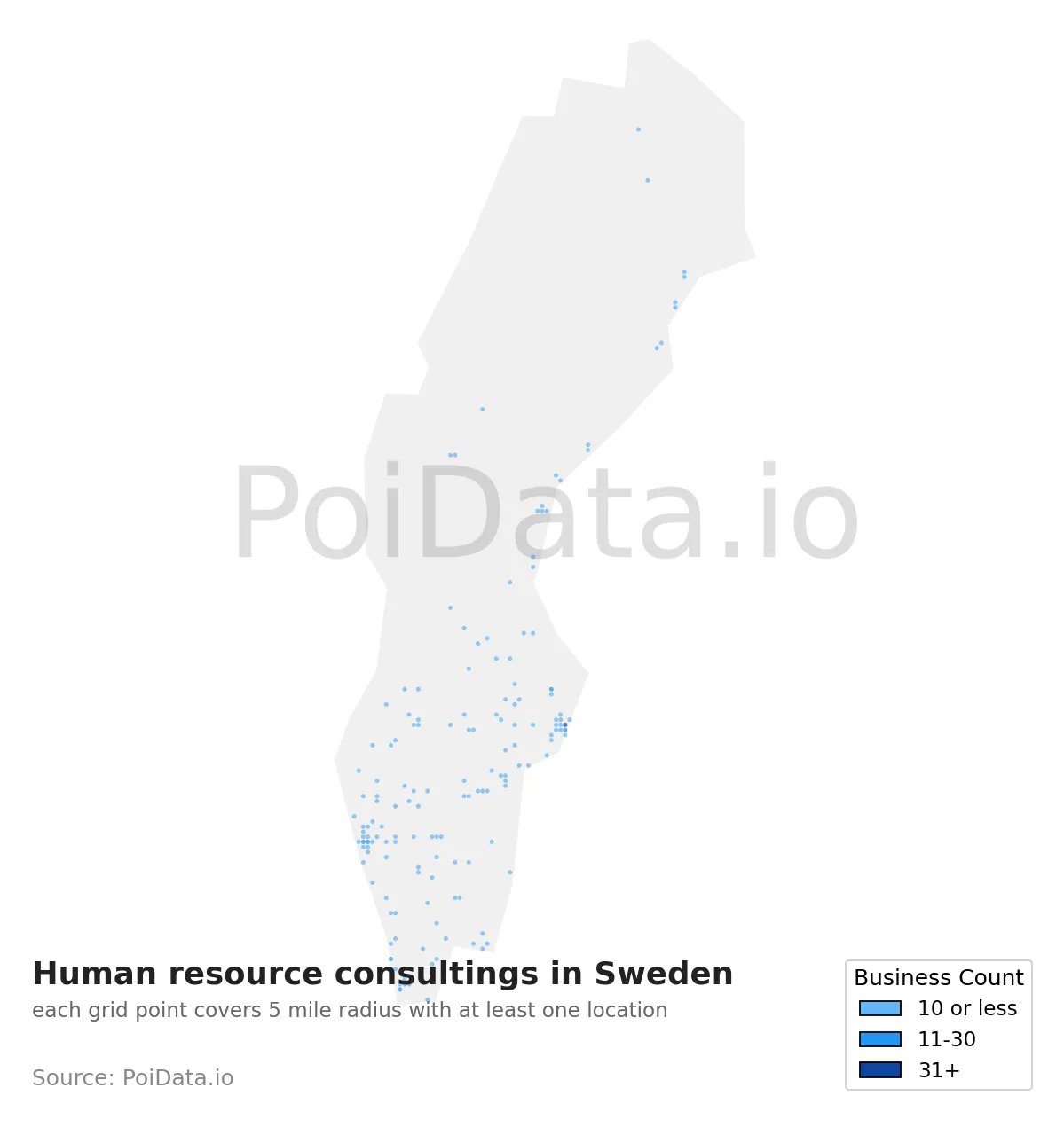 Human resource consulting density map for Sweden