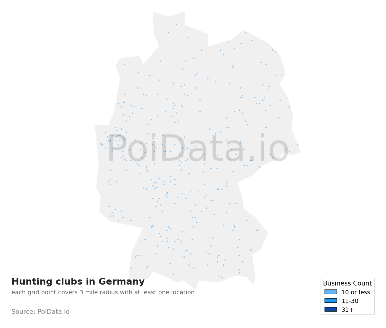 Hunting club density map for Germany