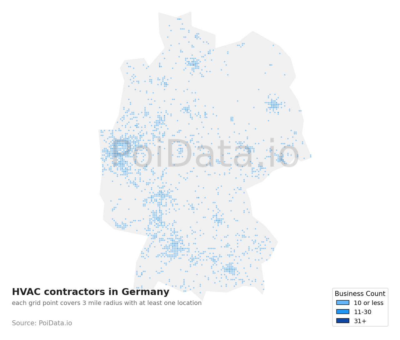 HVAC contractor density map for Germany