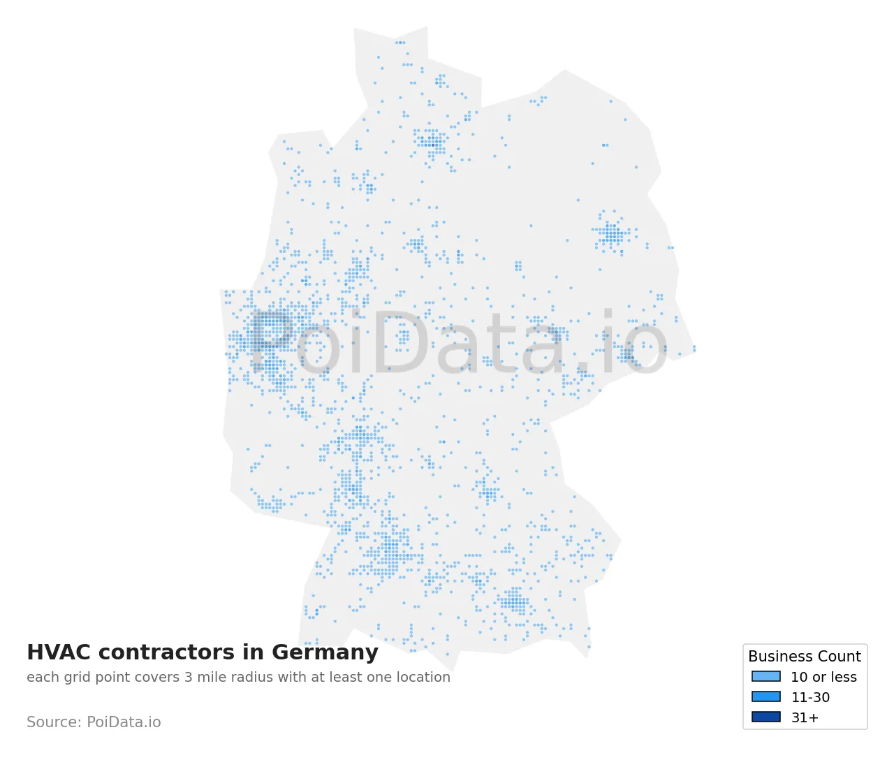 HVAC contractor density map for Germany