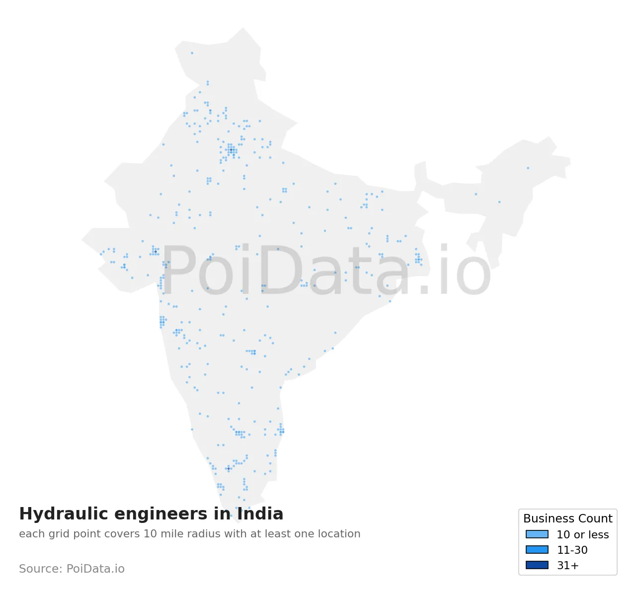 Hydraulic engineer density map for India
