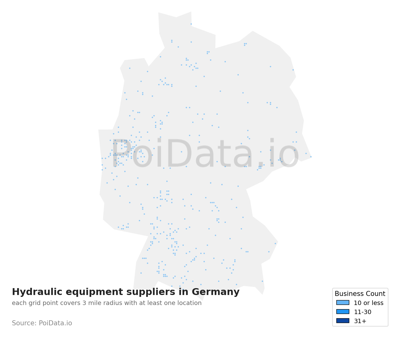 Hydraulic equipment supplier density map for Germany