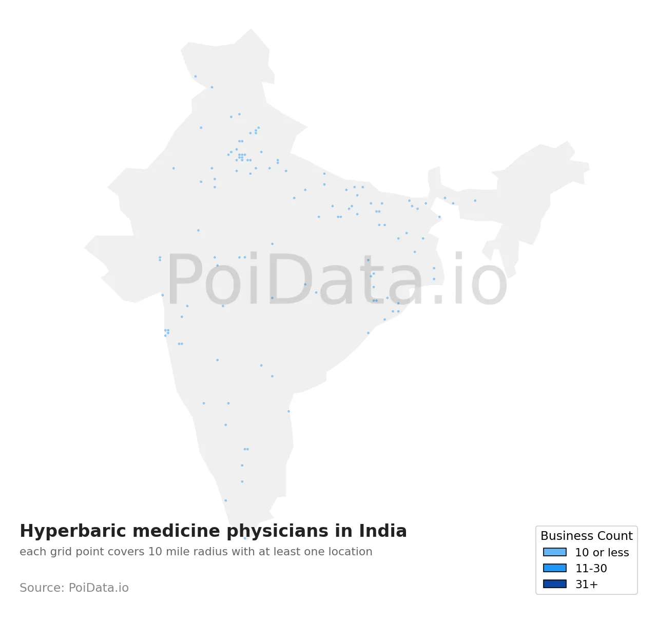 Hyperbaric medicine physician density map for India