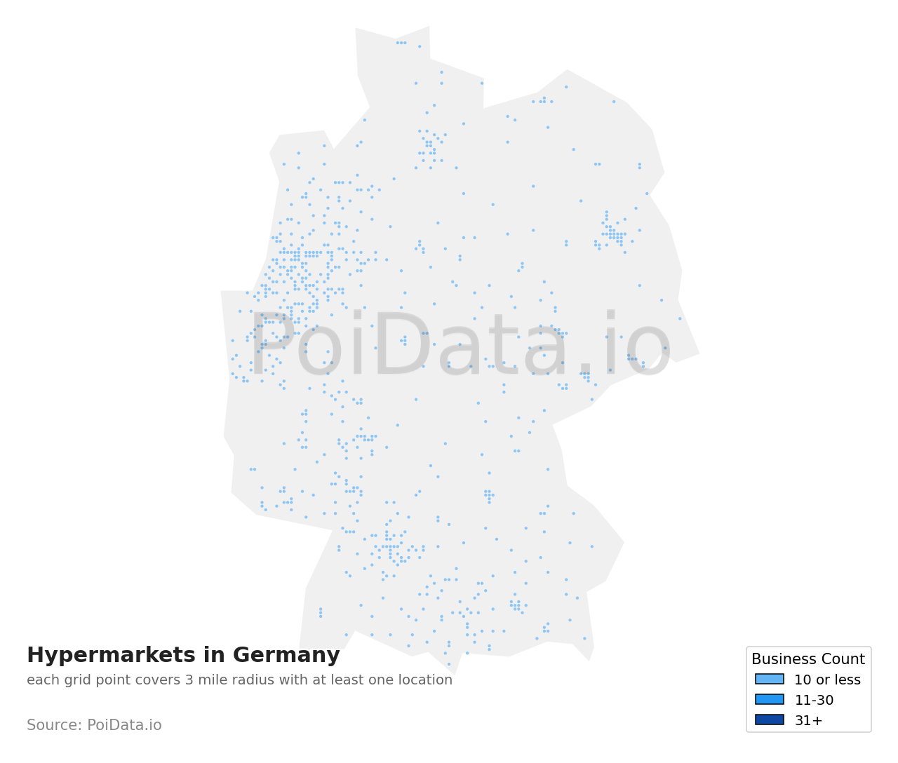 Hypermarket density map for Germany