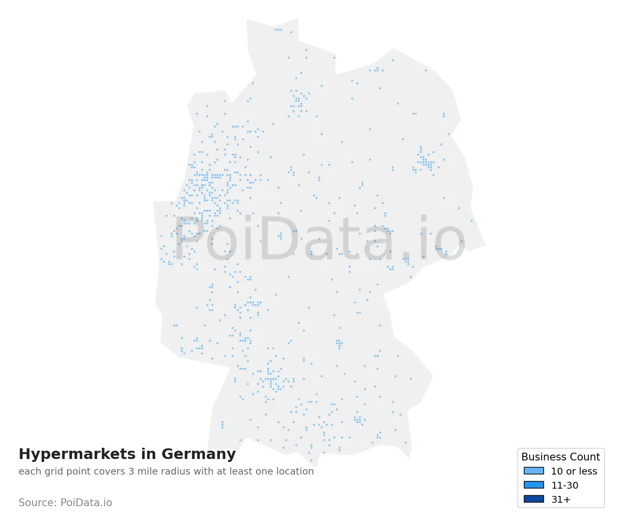 Hypermarket density map for Germany