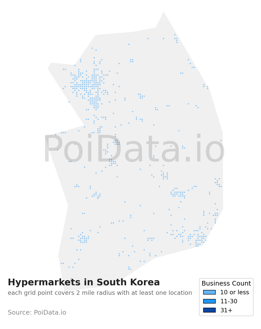Hypermarket density map for South Korea