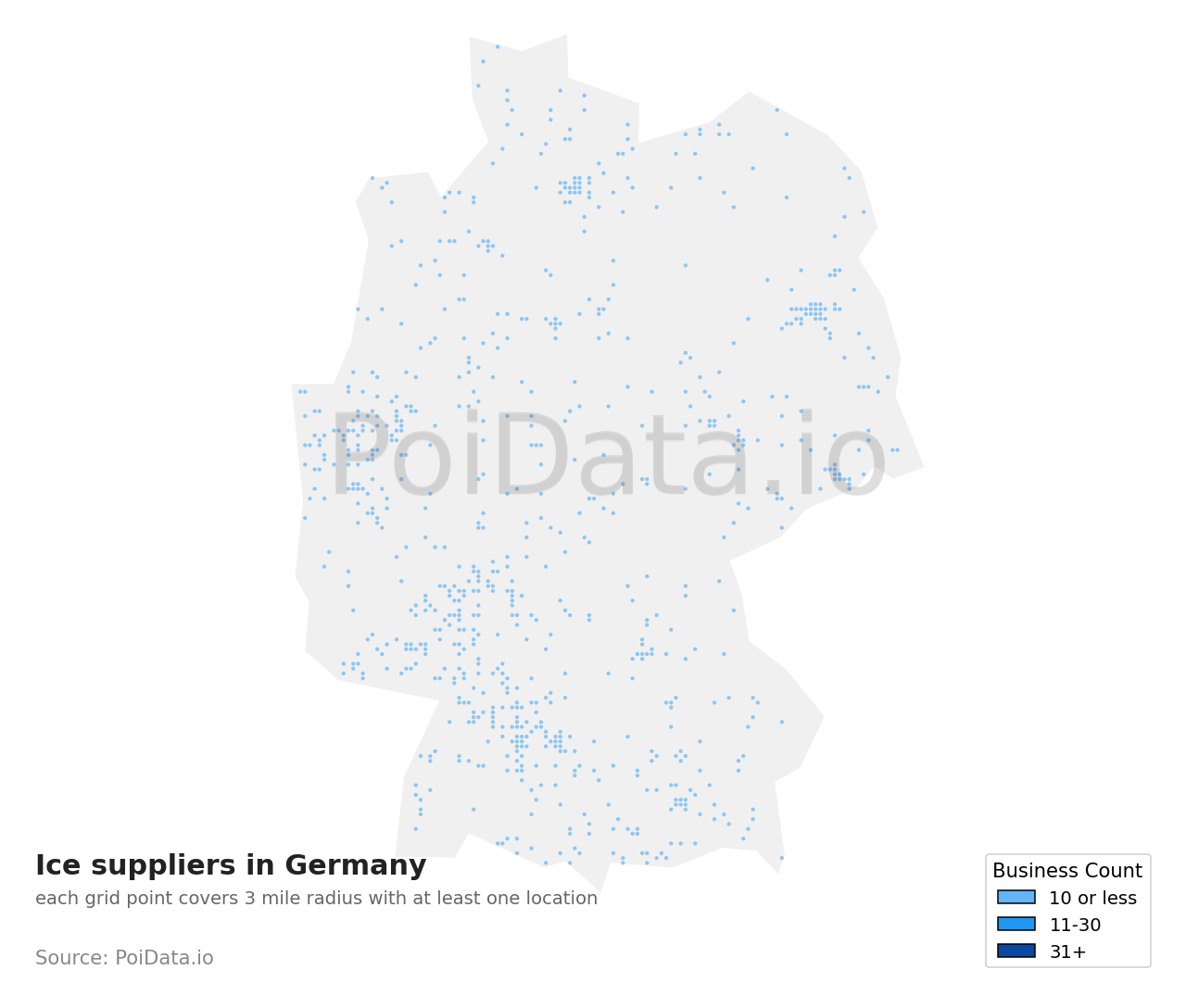 Ice supplier density map for Germany