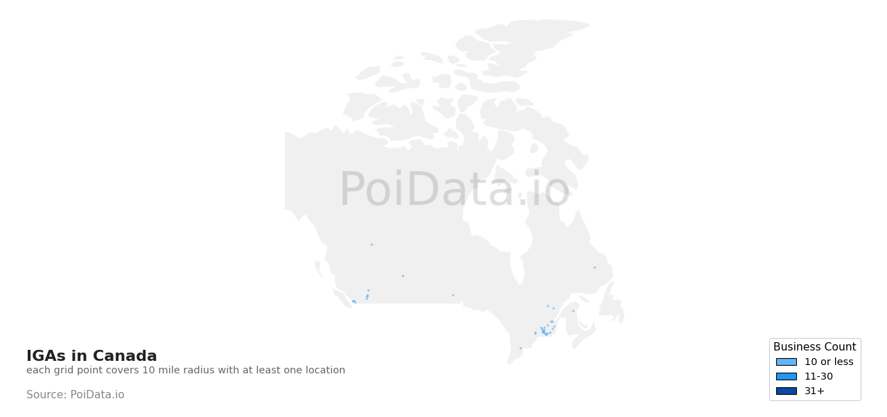 IGA density map for Canada