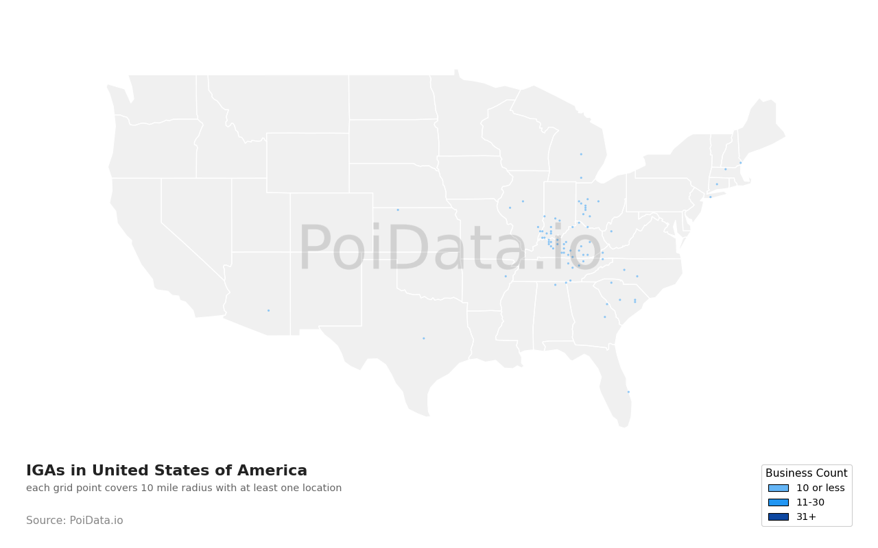 IGA density map for United States