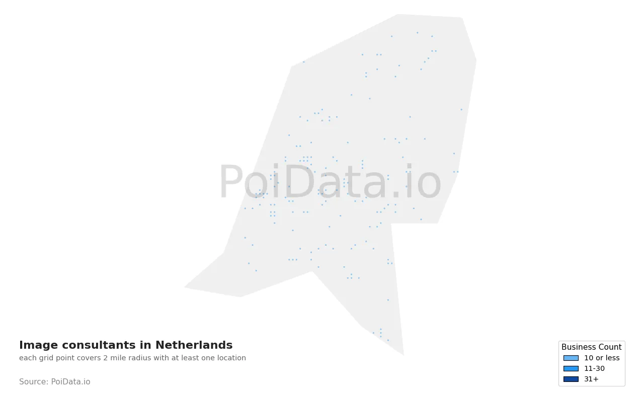 Image consultant density map for Netherlands