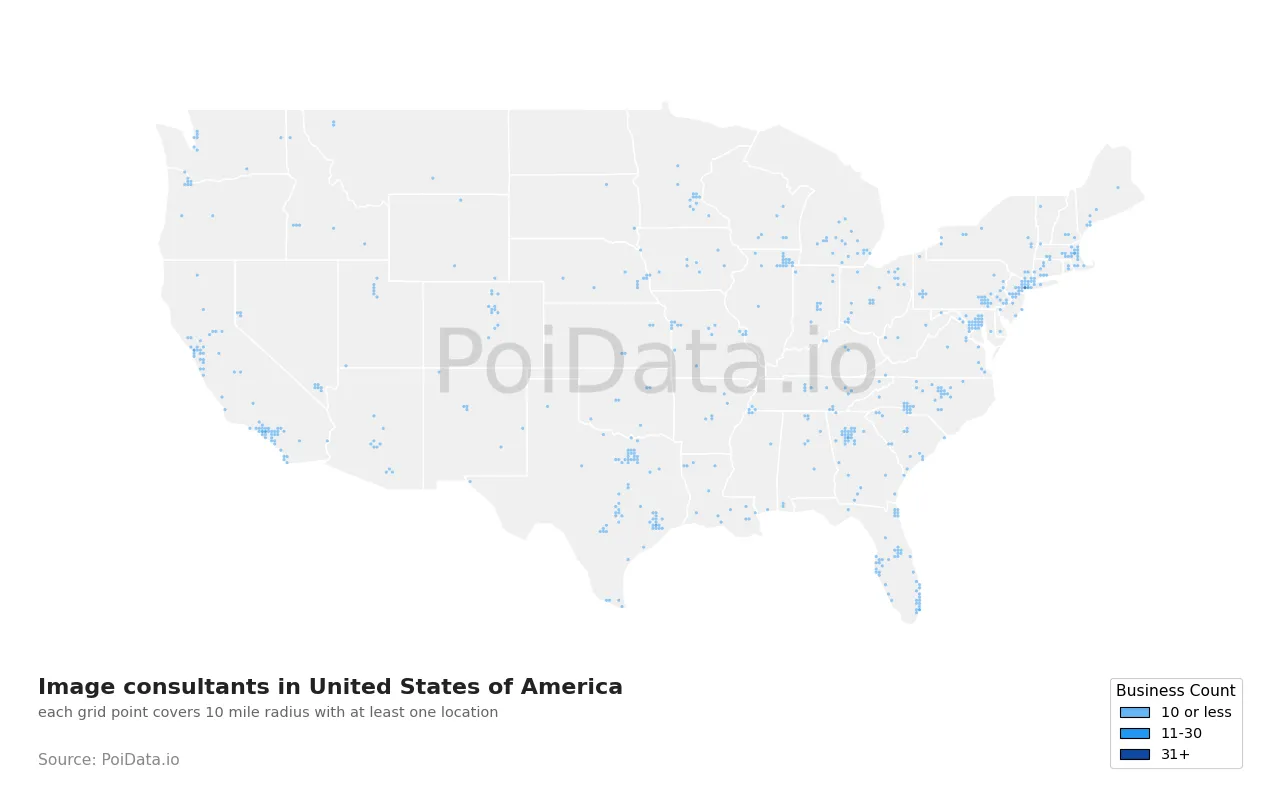 Image consultant density map for United States