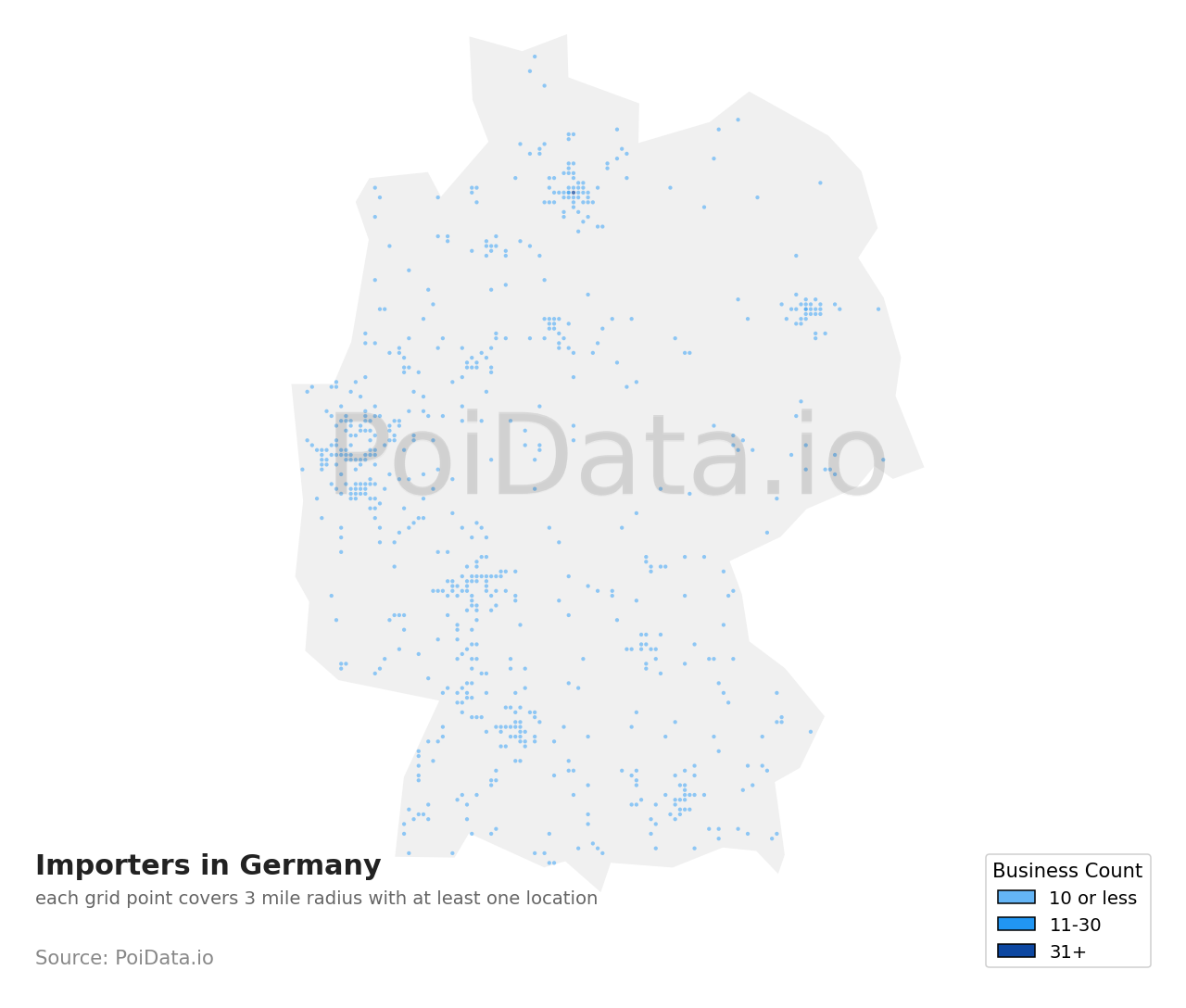 Importer density map for Germany