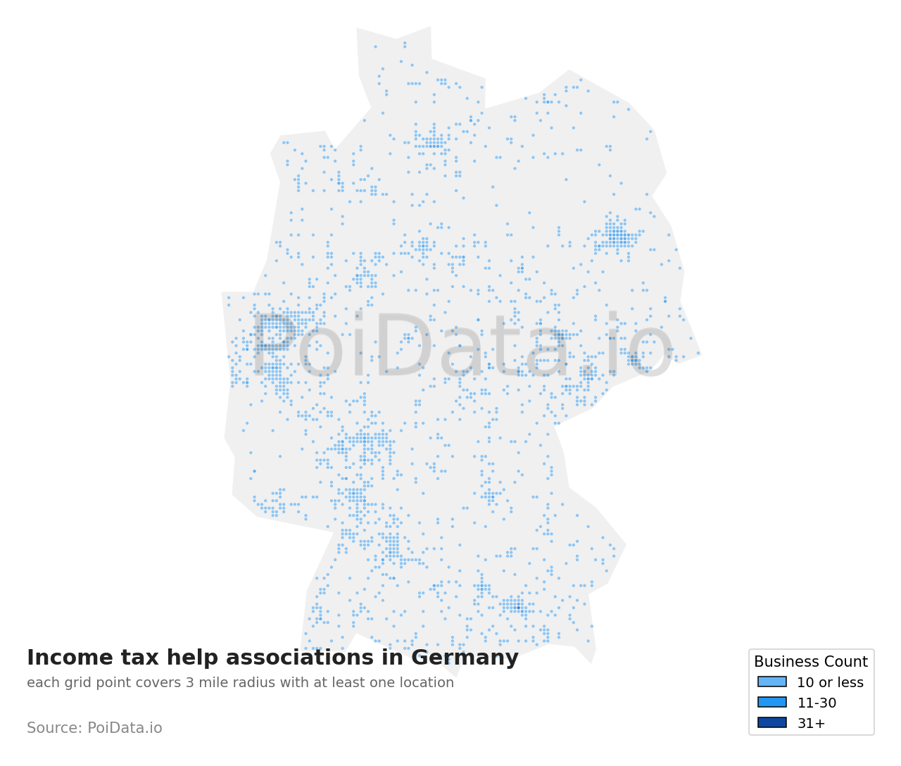 Income tax help association density map for Germany