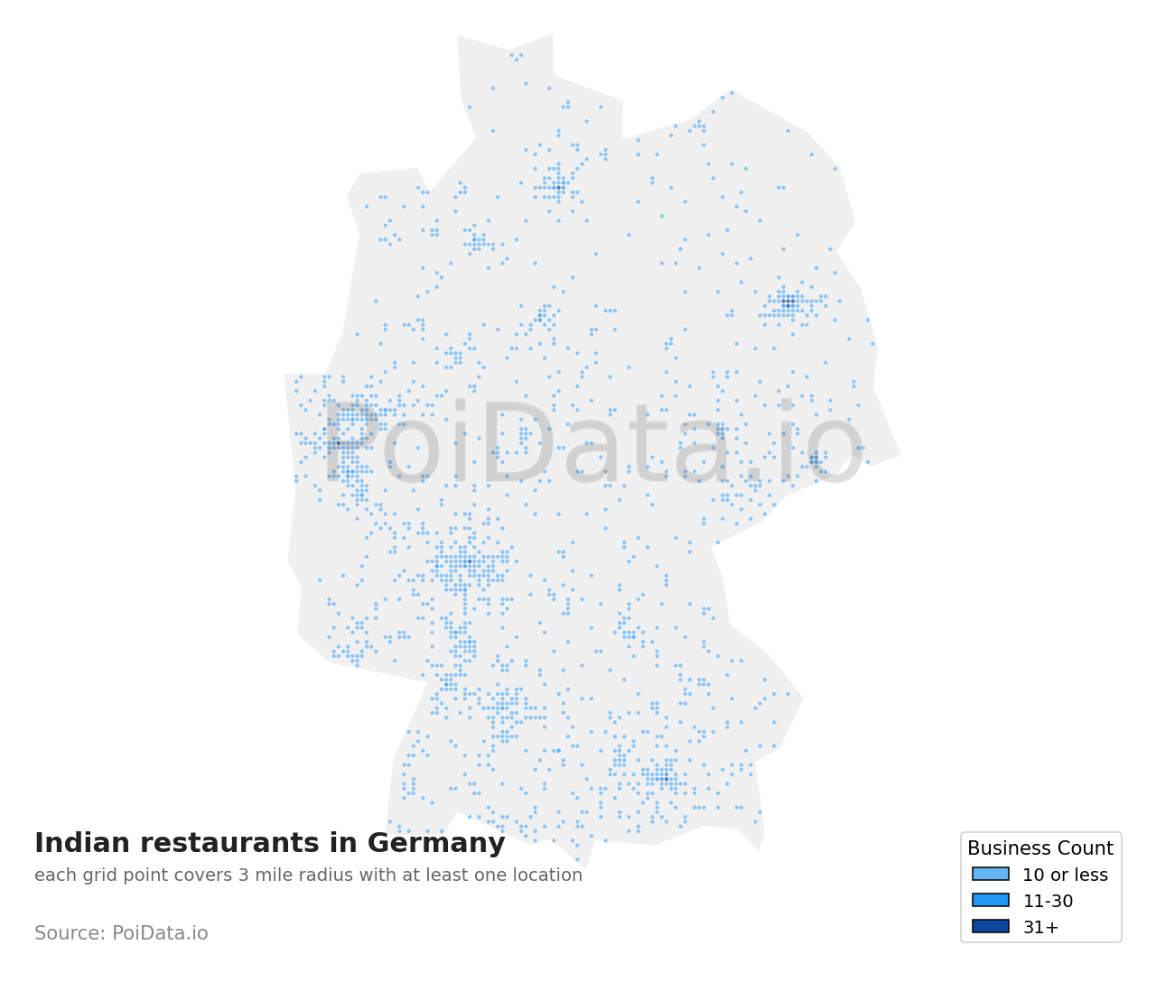 Indian restaurant density map for Germany