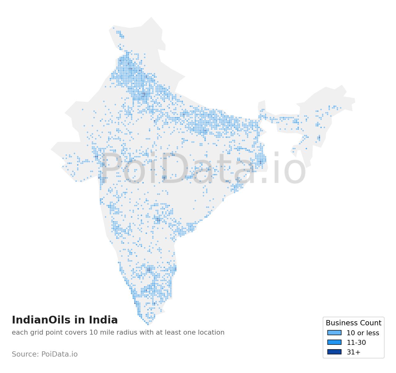 IndianOil density map for India