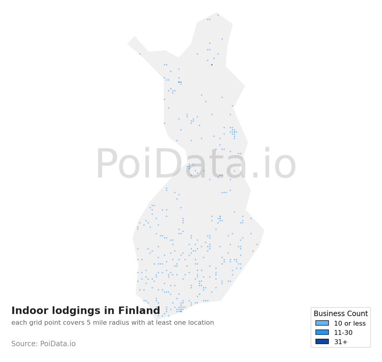 Indoor lodging density map for Finland