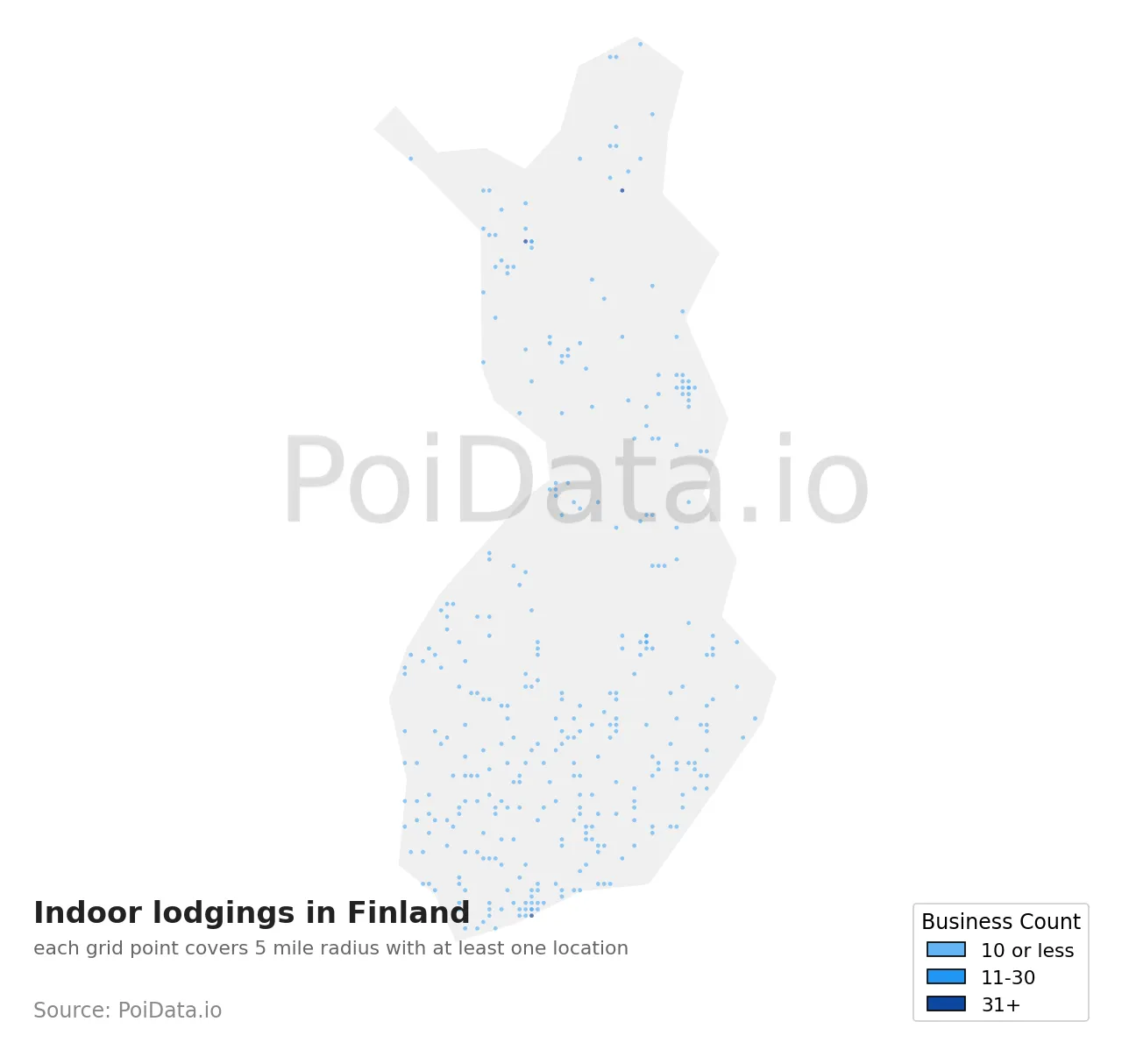 Indoor lodging density map for Finland