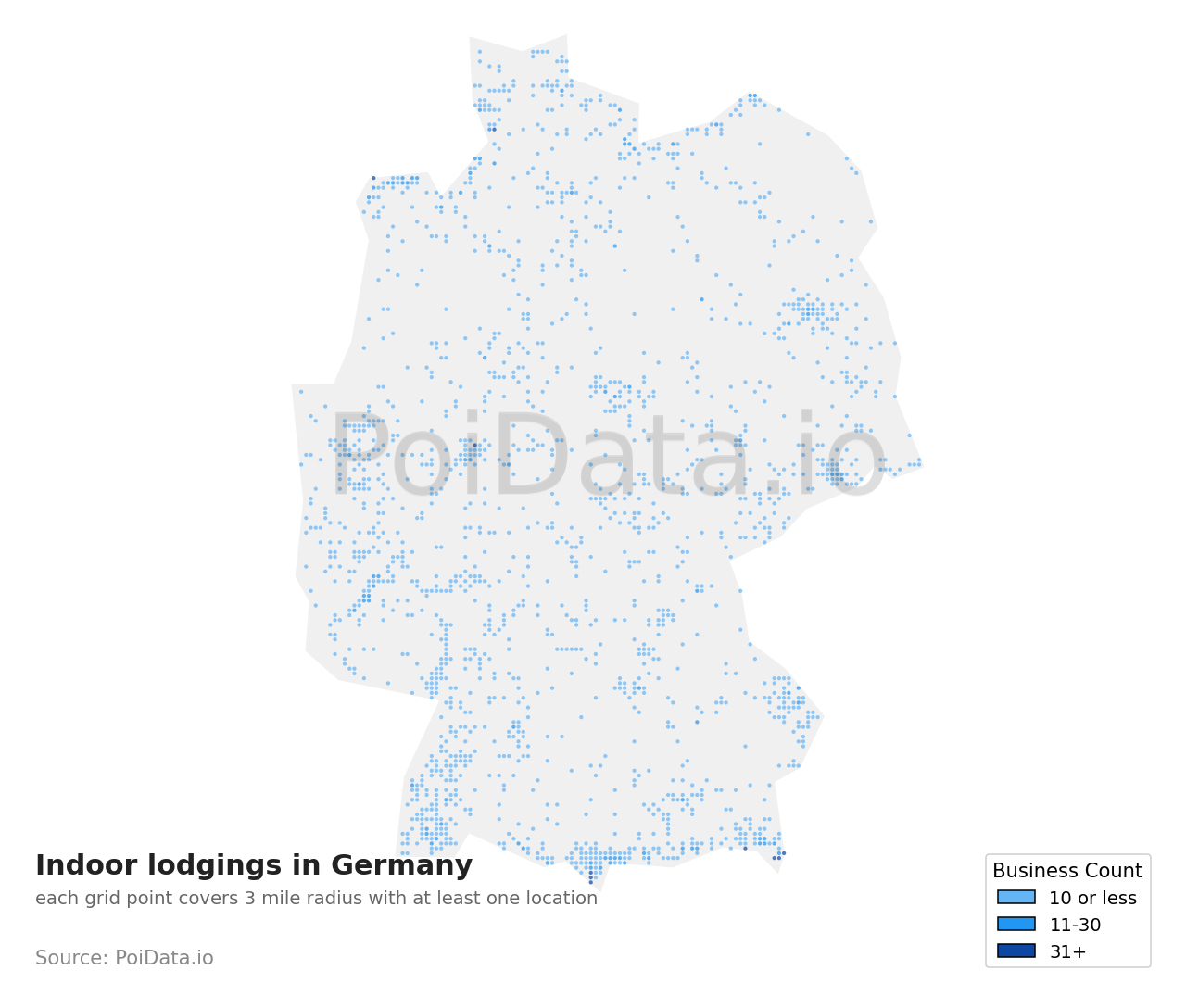 Indoor lodging density map for Germany