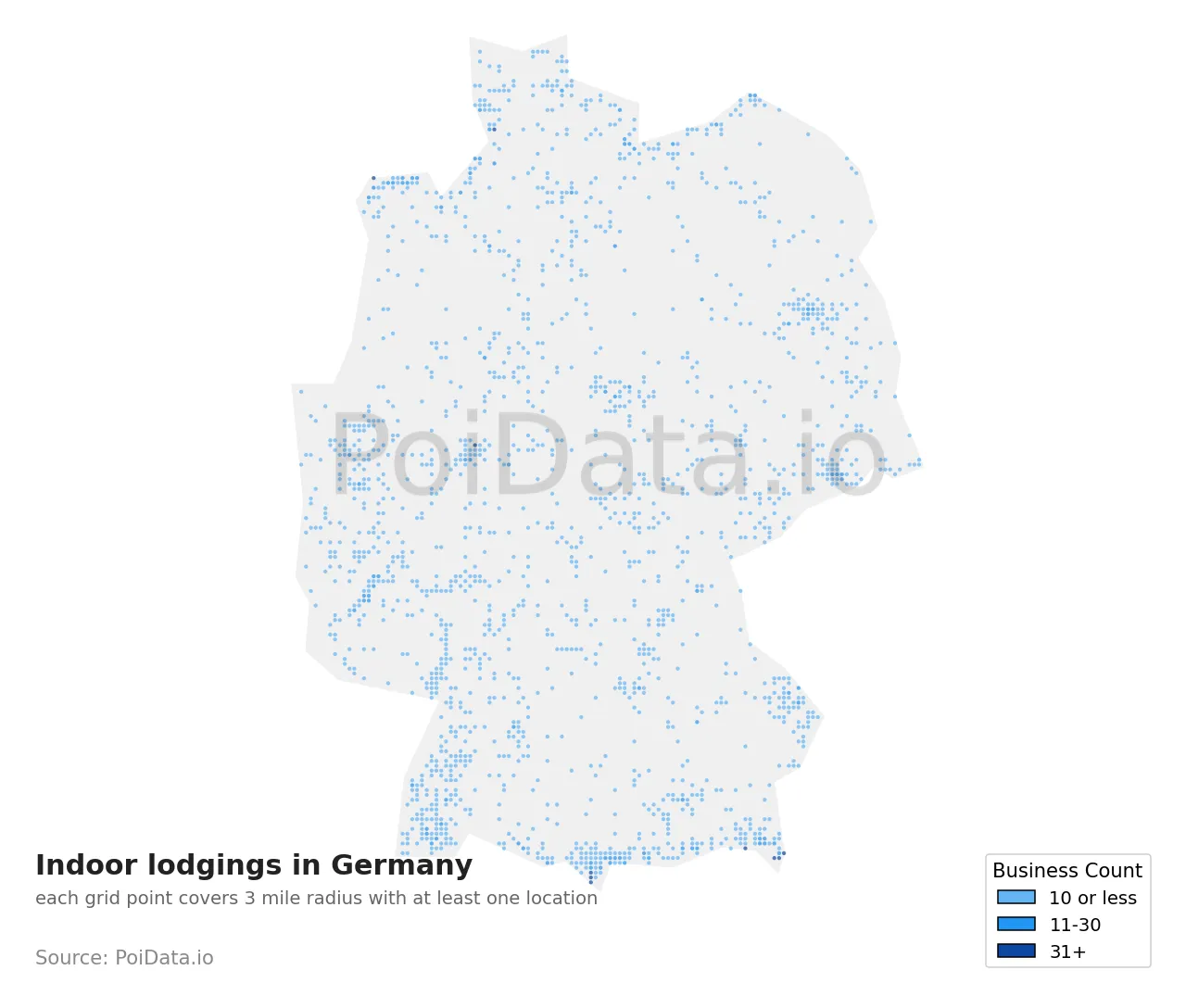 Indoor lodging density map for Germany
