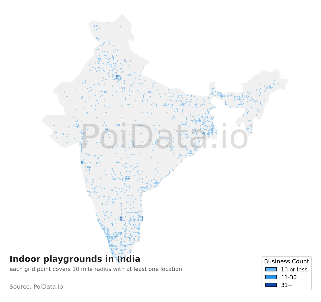 Indoor playground density map for India