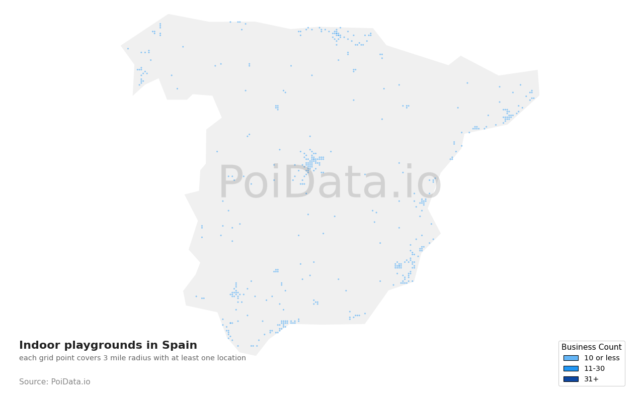 Indoor playground density map for Spain