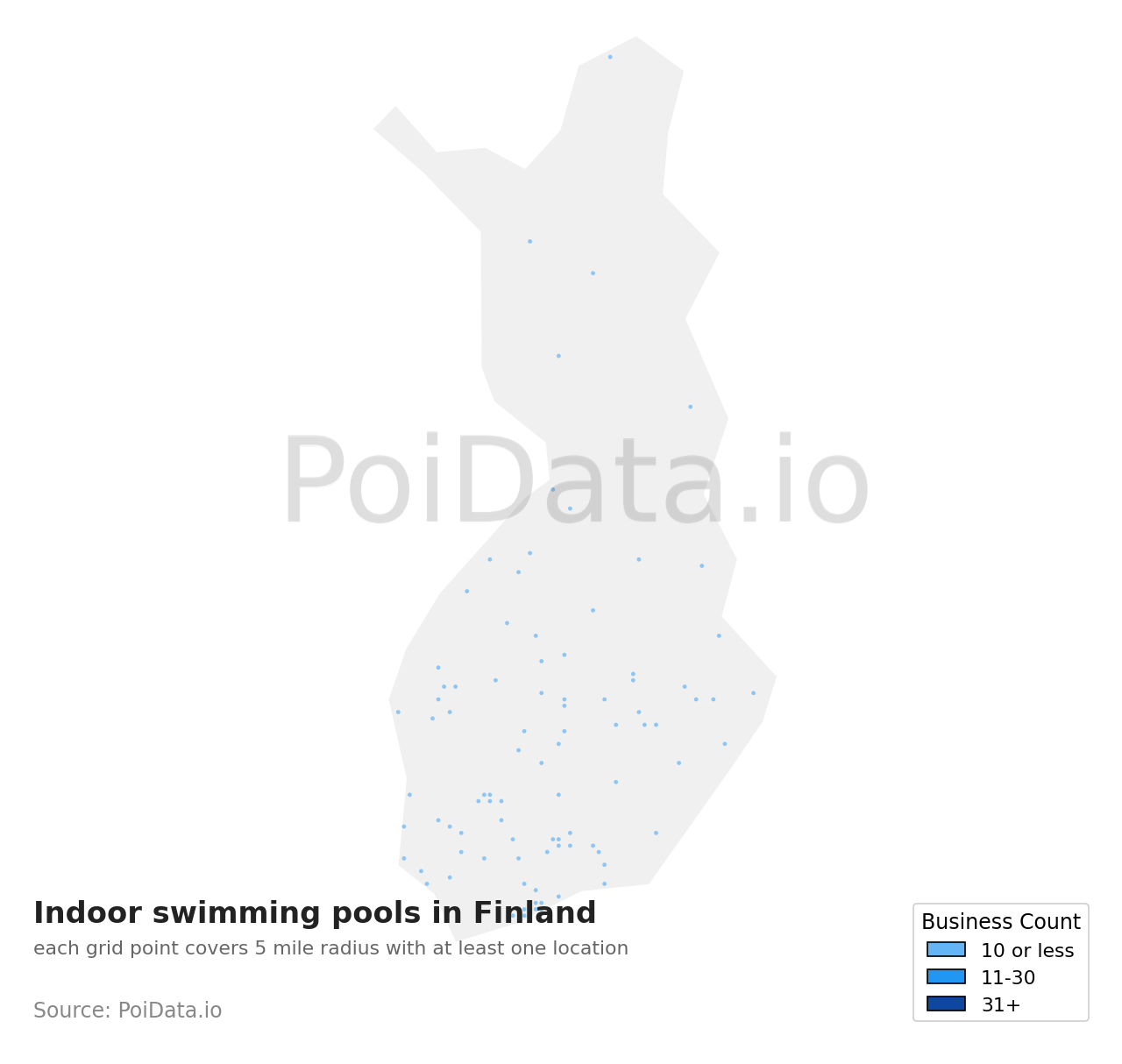 Indoor swimming pool density map for Finland