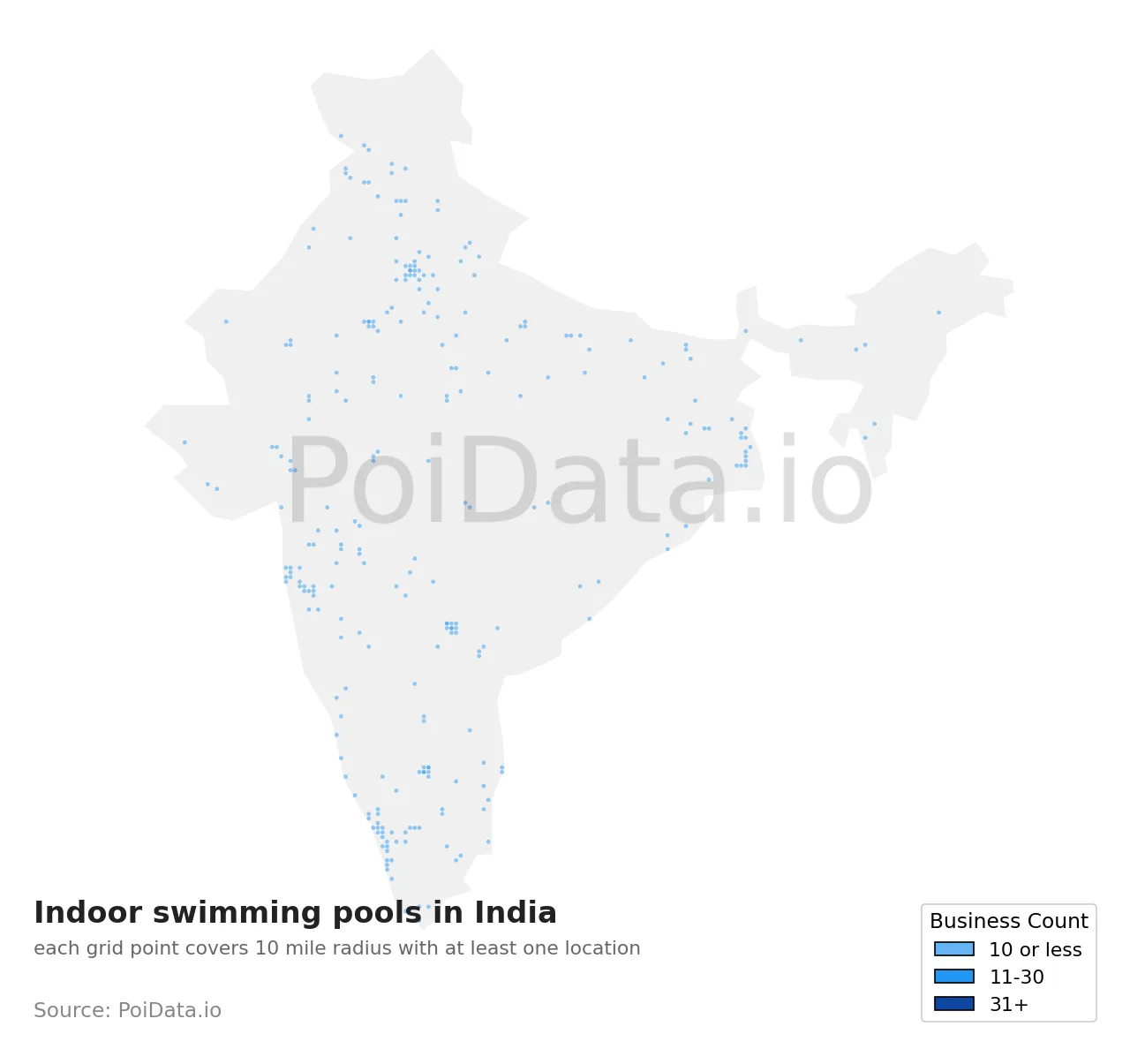 Indoor swimming pool density map for India