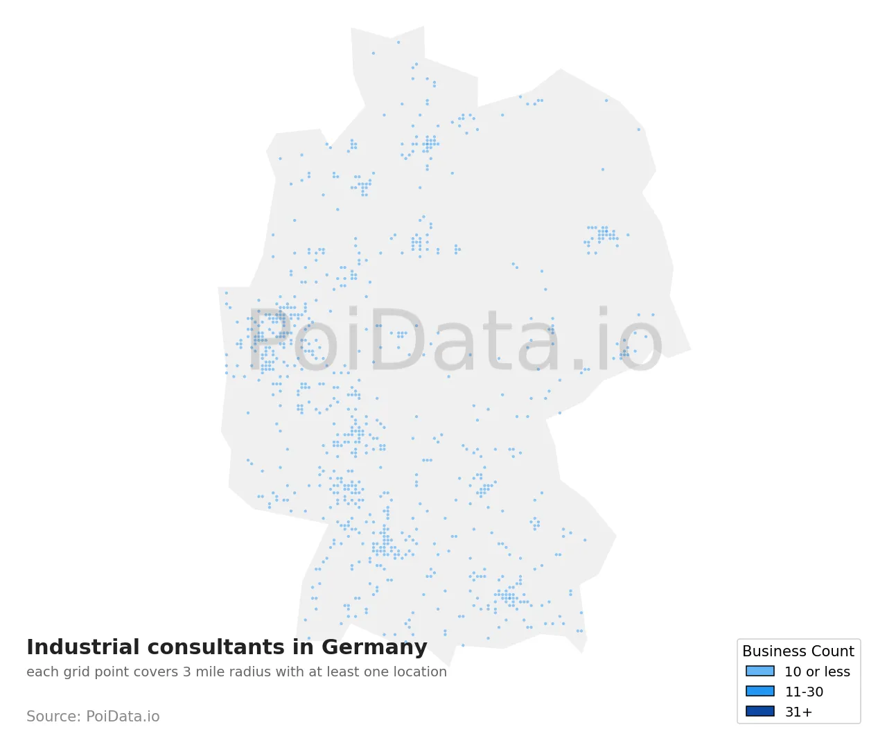Industrial consultant density map for Germany